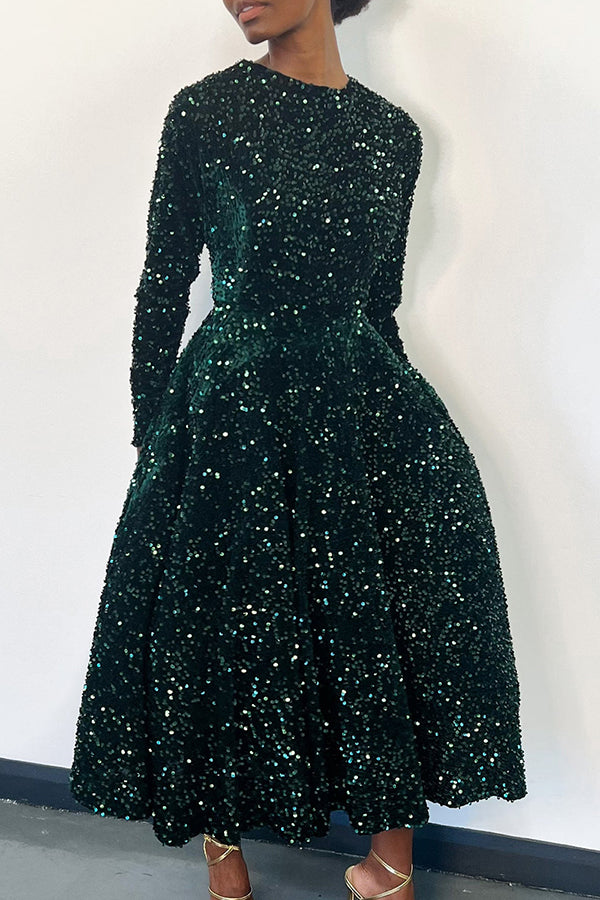 Sparkly Sequin A-line Evening Dress