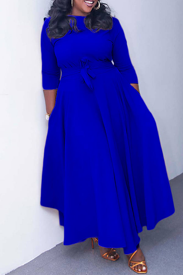 Tie Front 3/4 Length Sleeve Dress