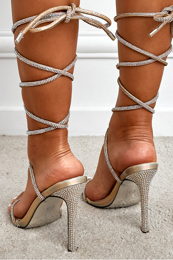 Lace-up Shiny Sandals High Heels