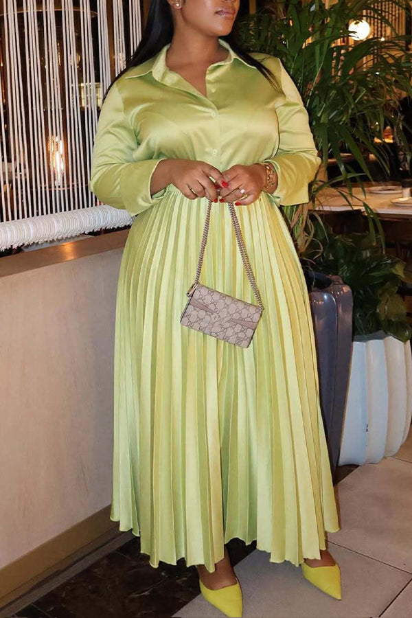 Vintage Single Breasted Shirt & Pleated Skirt Set