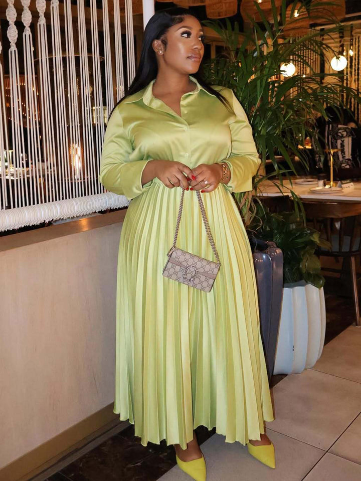 Vintage Single Breasted Shirt & Pleated Skirt Set