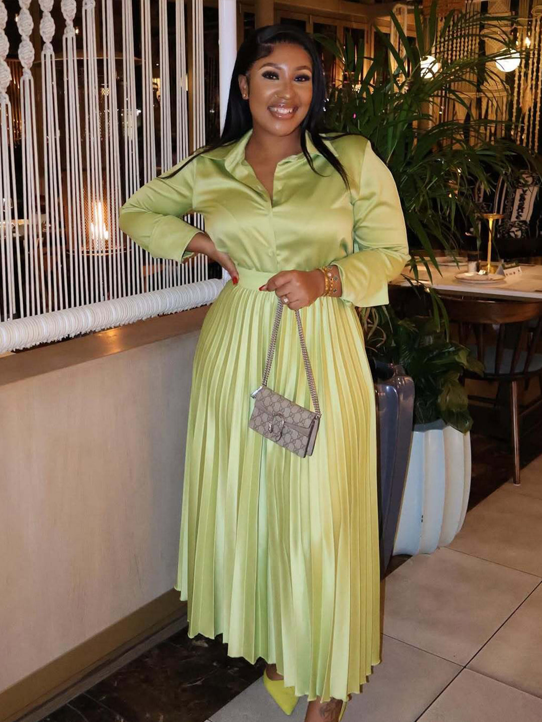 Vintage Single Breasted Shirt & Pleated Skirt Set