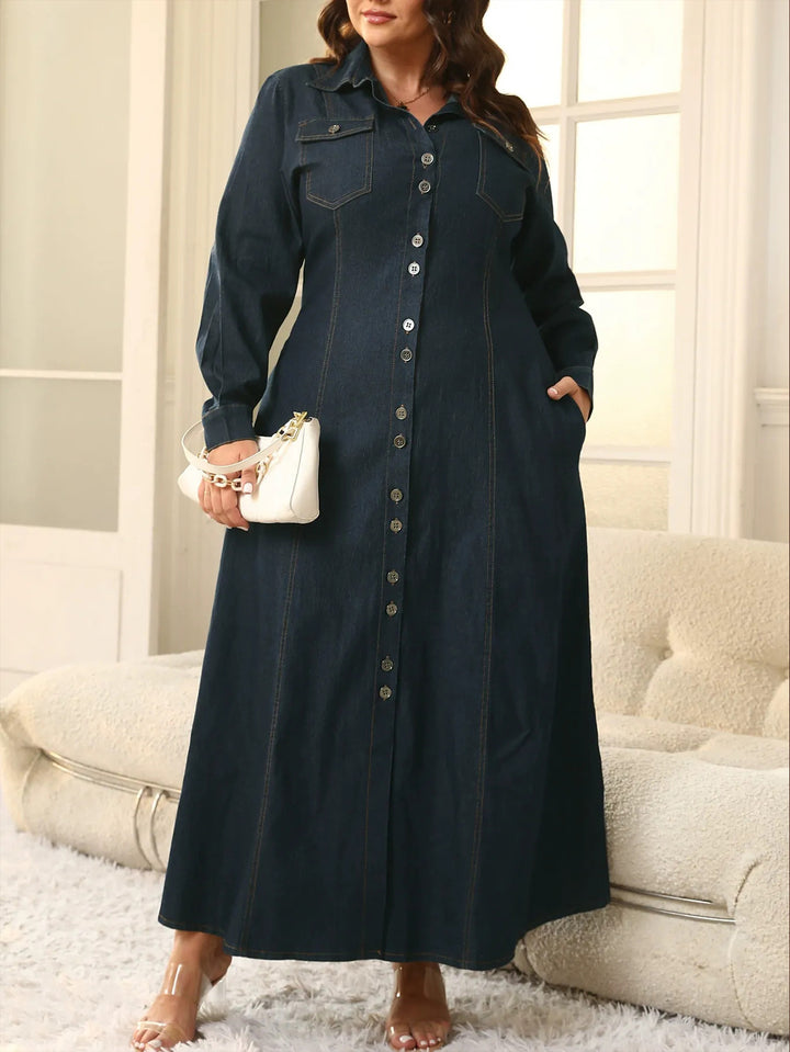 Retro Shirt Collar Single Breasted Dress