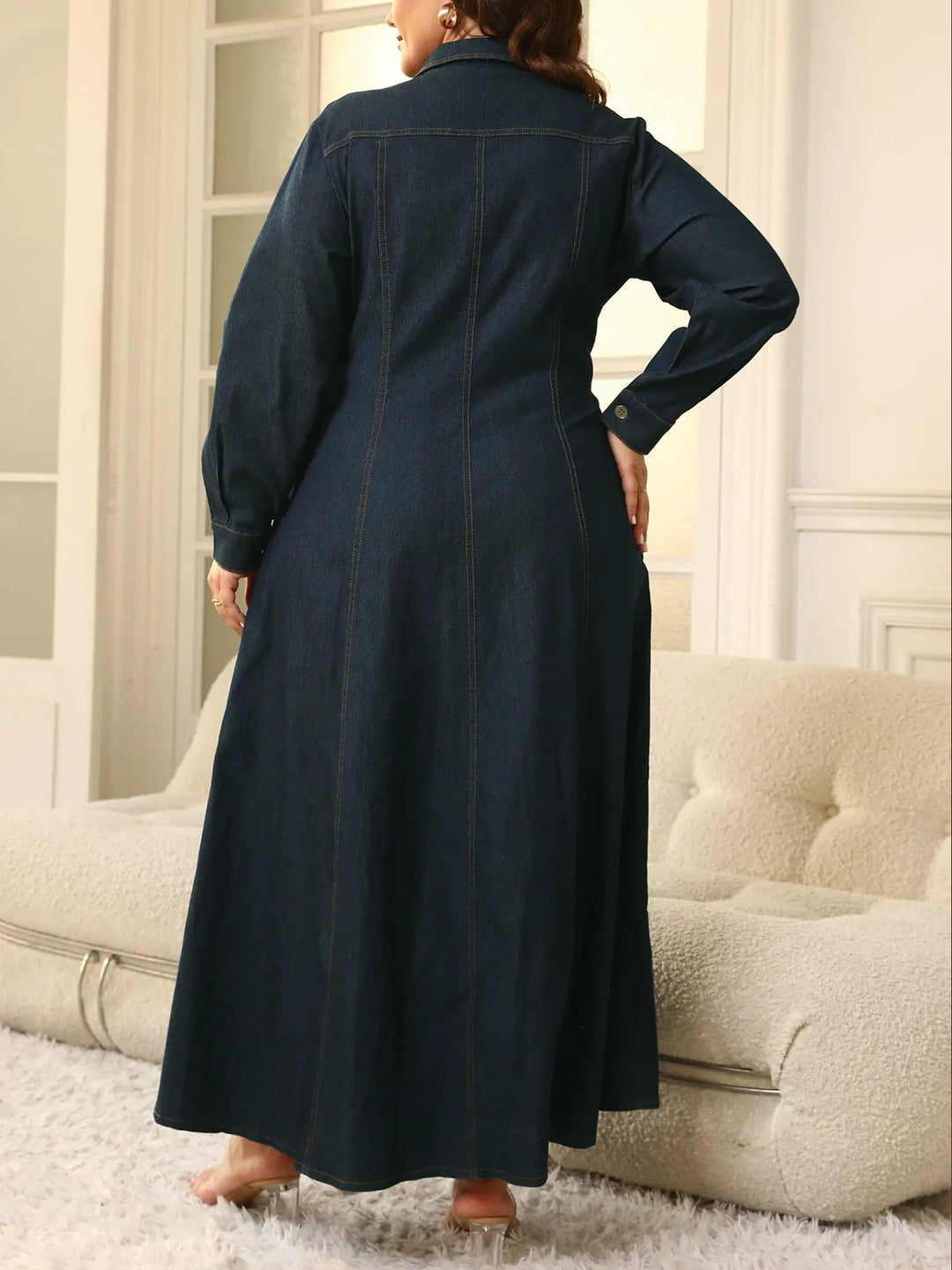 Retro Shirt Collar Single Breasted Dress