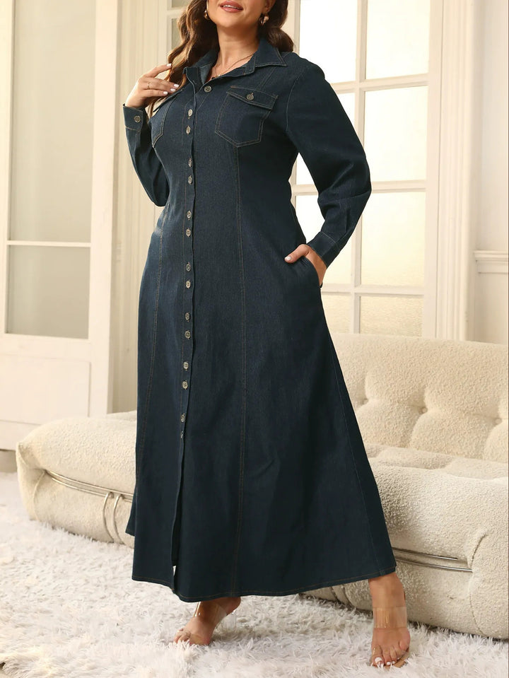 Retro Shirt Collar Single Breasted Dress