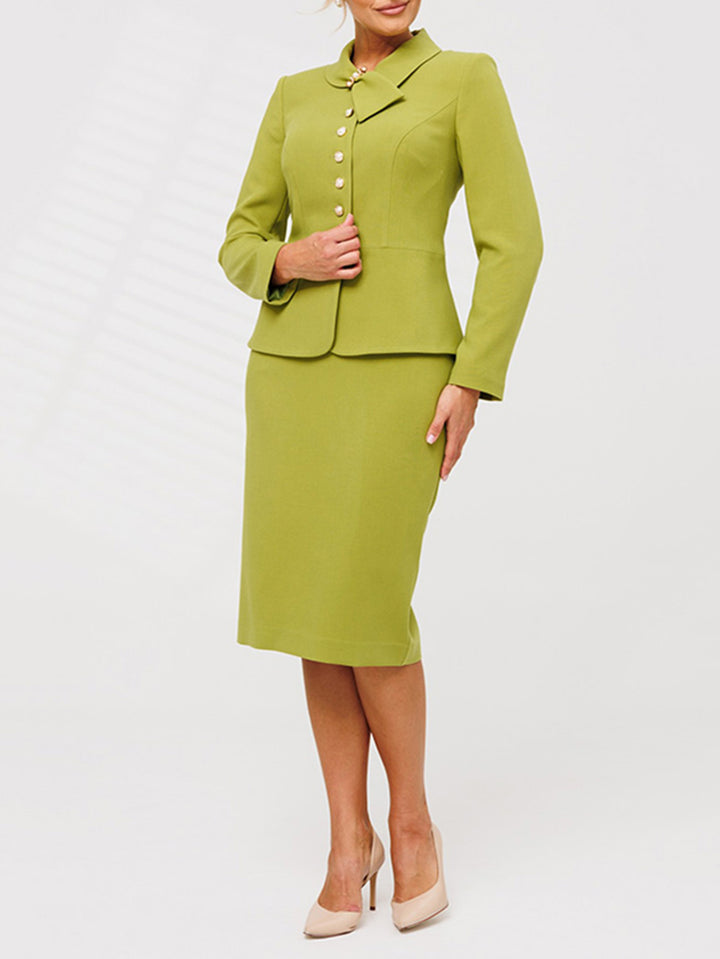 Pearl Scarf Collar Blazer & Skirt Set