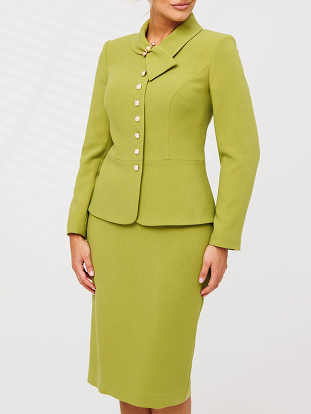 Pearl Scarf Collar Blazer & Skirt Set