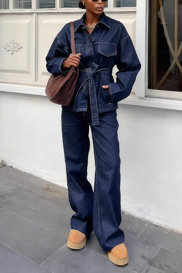 Chic High Waist Straight Leg Jeans