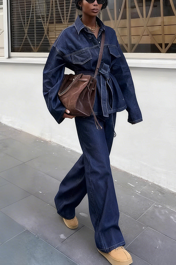 Chic High Waist Straight Leg Jeans