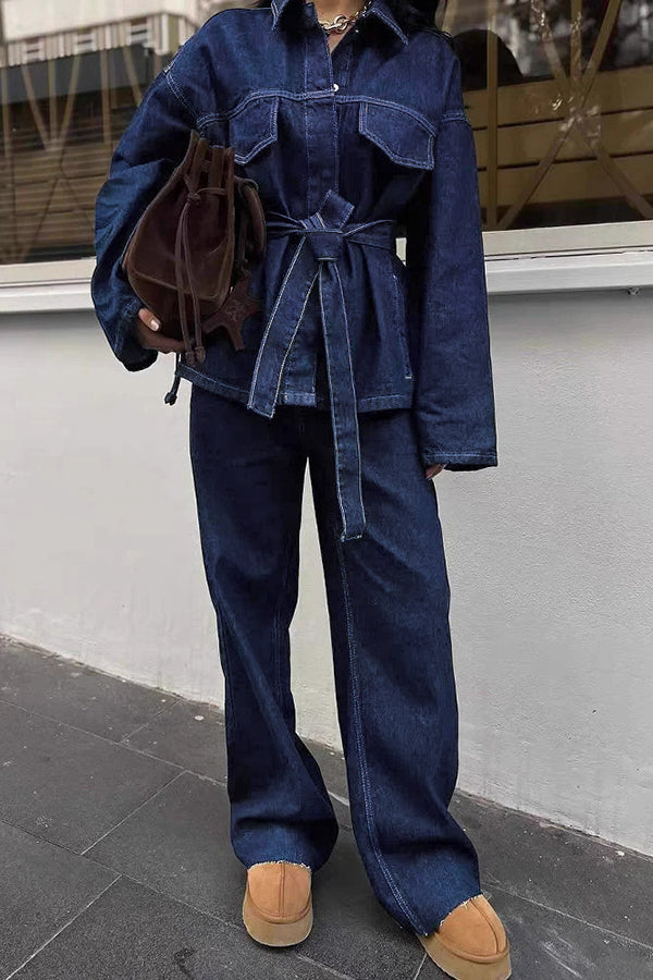 Chic High Waist Straight Leg Jeans