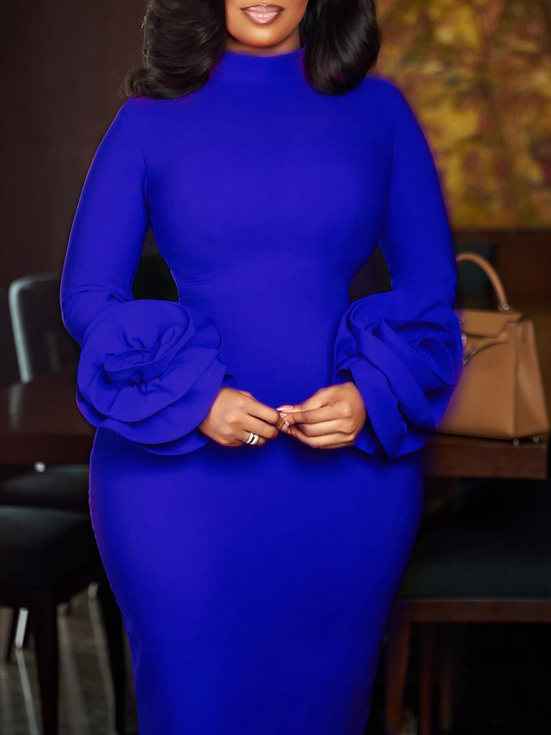 Stylish Flower Cuff Boducon Dress