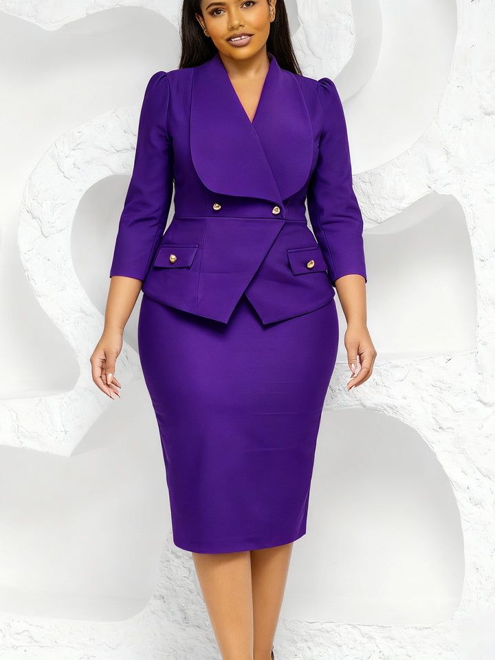 Elegant Lapel Blazer Pencil Dress