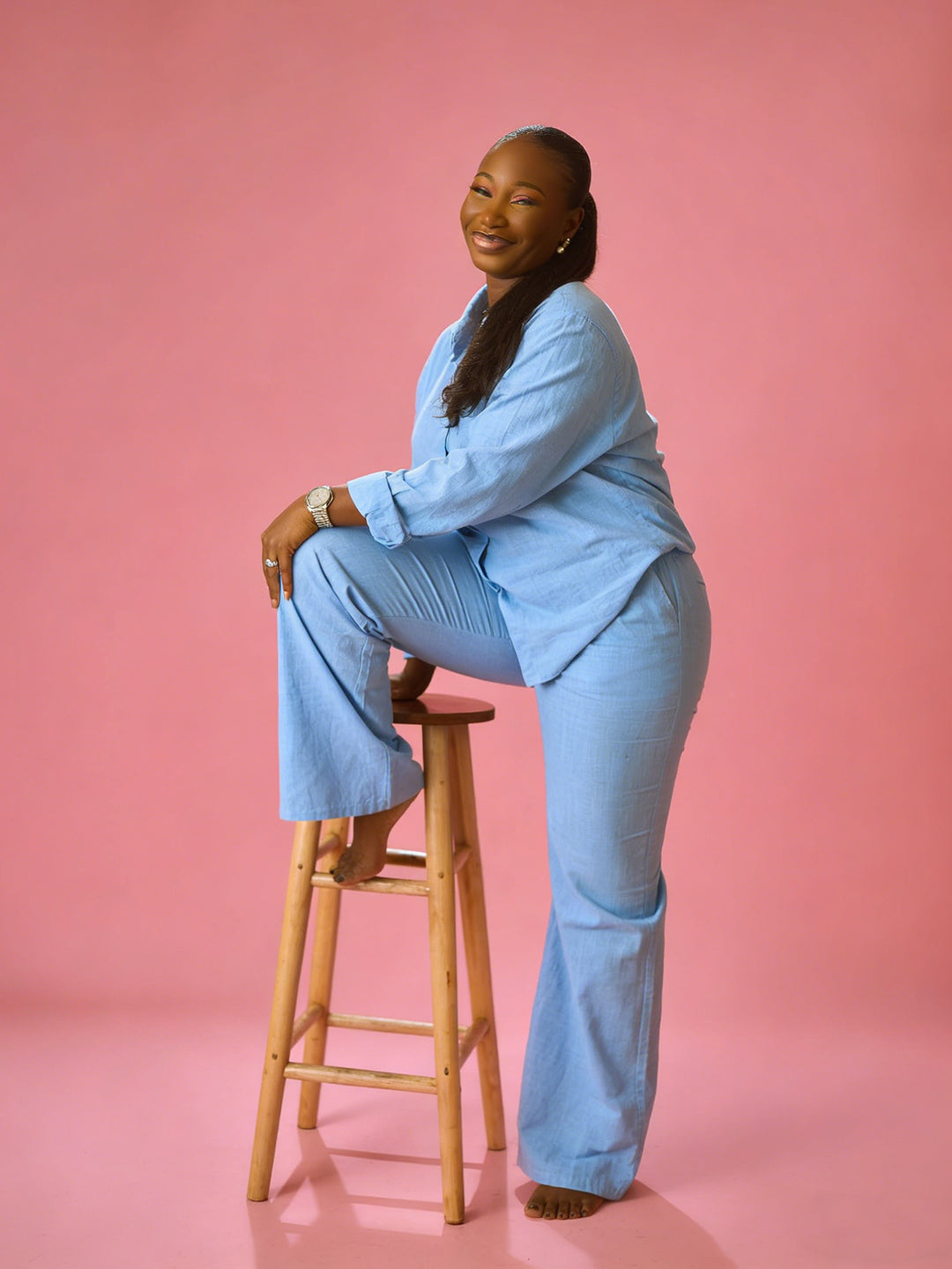 Casual Solid Shirt & Pants Set