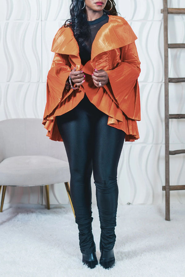 Romantic Bell-Sleeve Pleated Cardigan