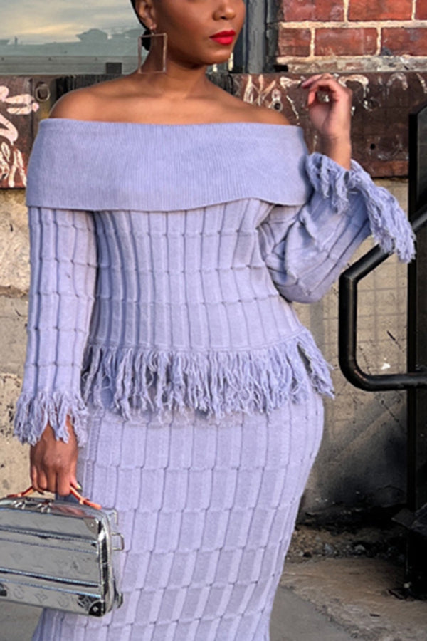 Stylish Fringed Off-Shoulder Sweater