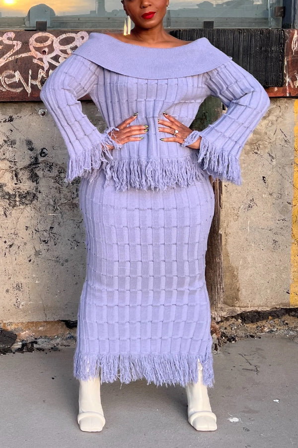 Stylish Fringed Off-Shoulder Sweater