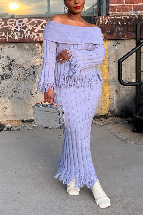 Stylish Fringed Off-Shoulder Sweater