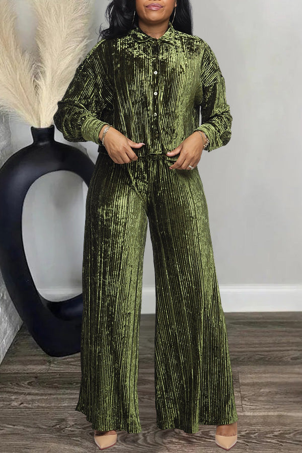 Fashionable Pleated Velvet Suit