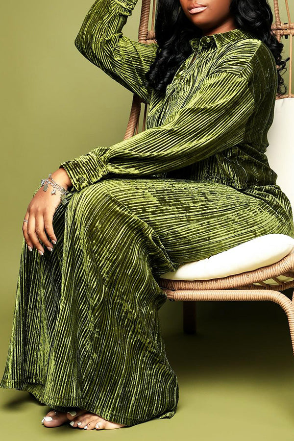 Fashionable Pleated Velvet Suit