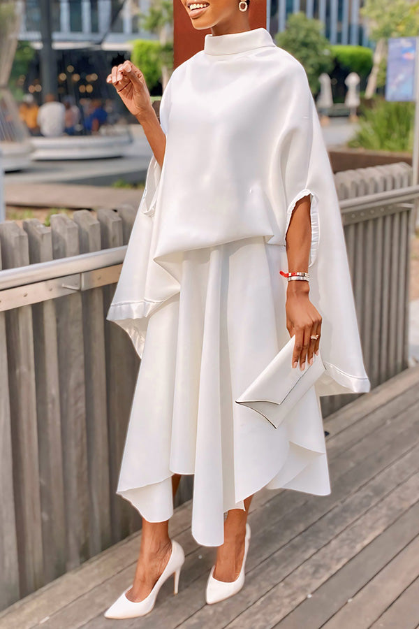 Elegant Irregular Poncho Set