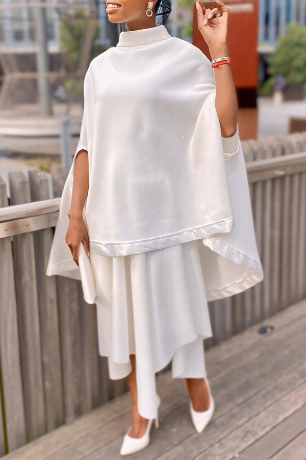 Elegant Irregular Poncho Set