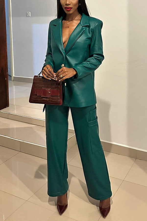 Stylish Leather Blazer & Cargo Pants