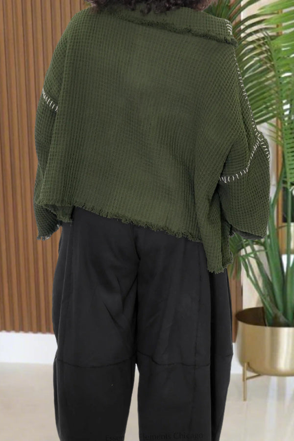 Casual Irregular Contrast Piping Sweater