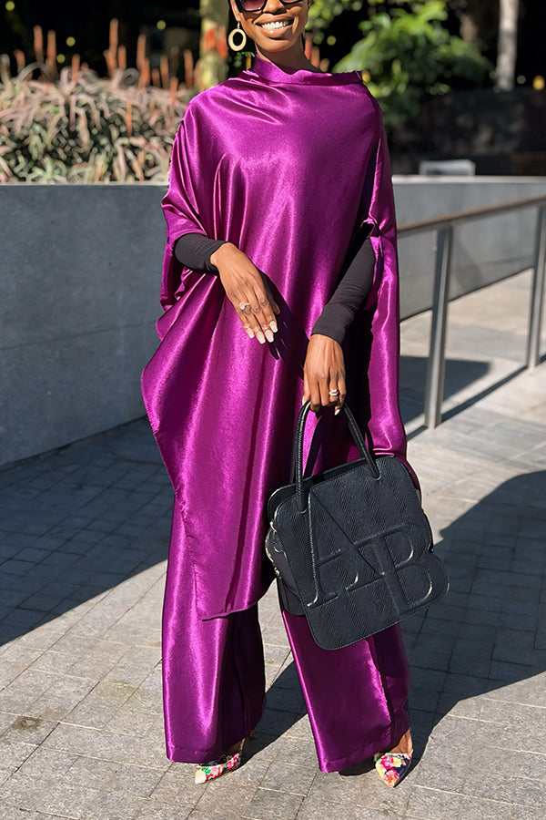 Fashion Irregular Satin Pants Suit