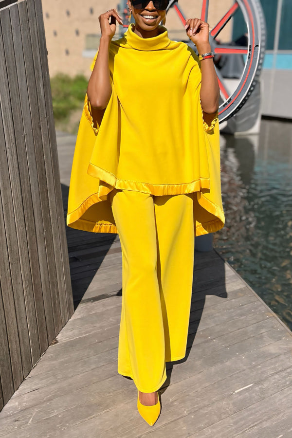 Stylish Poncho & Straight-Leg Pants