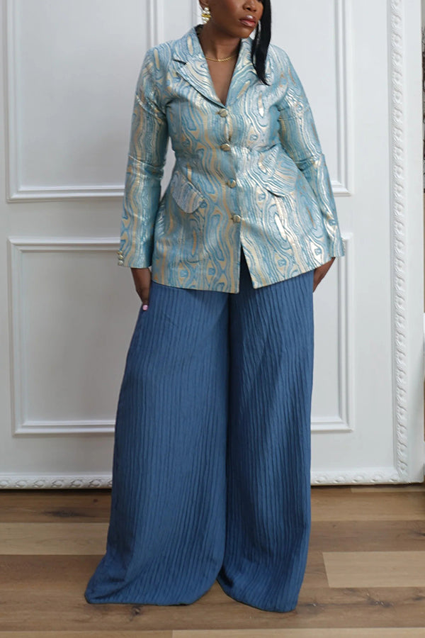 Stylish Blazer & Pleated Wide-Leg Pants