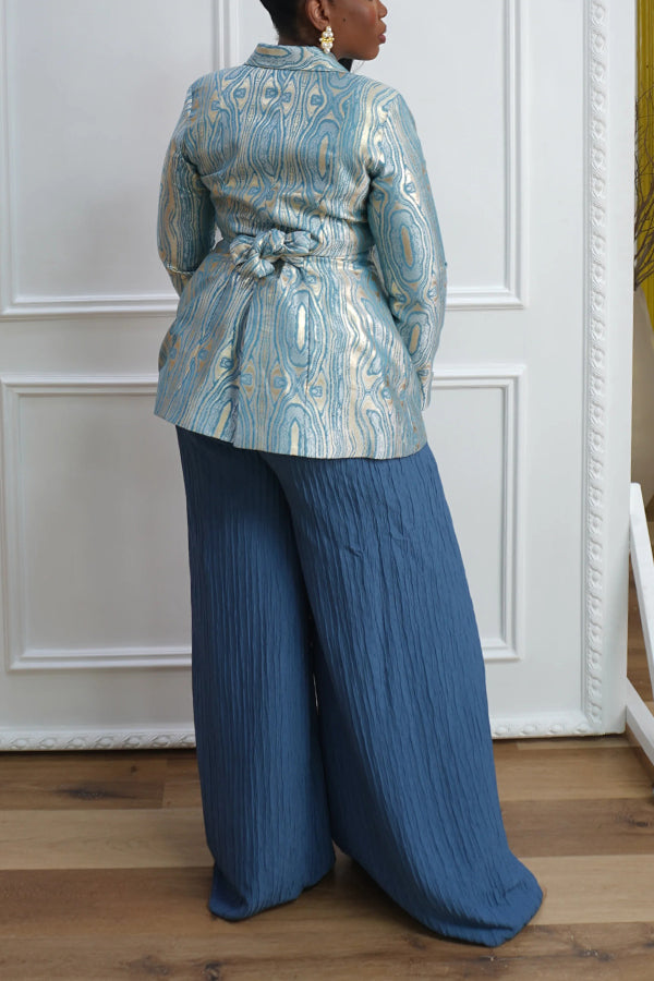 Stylish Blazer & Pleated Wide-Leg Pants