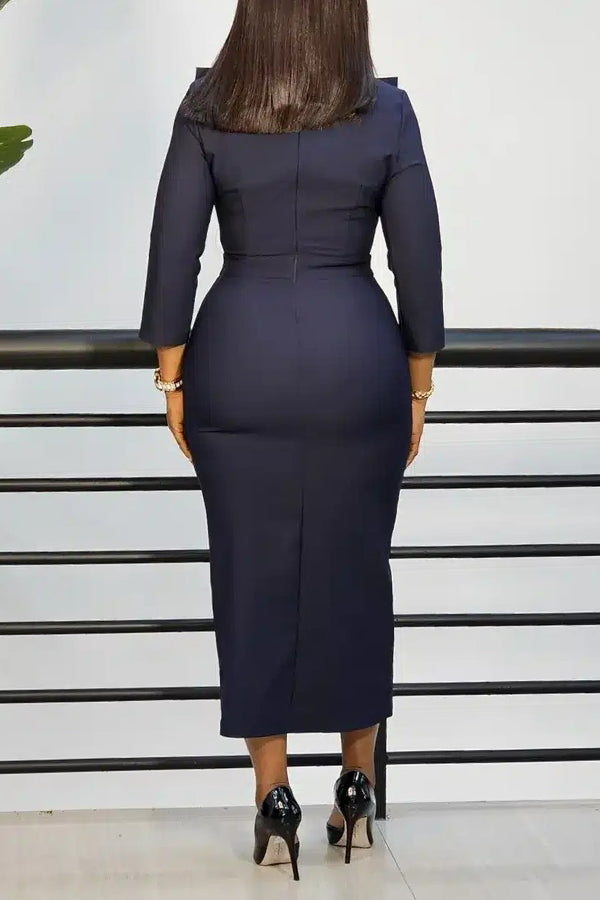 Elegant Bow Slit Bodycon Dress