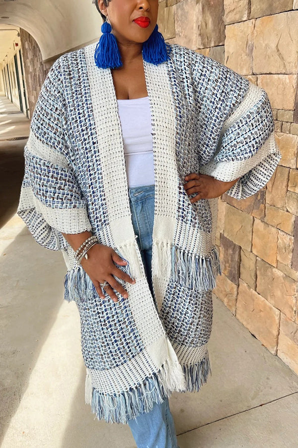 Fashionable Layered Tassel Cardigan Kimono