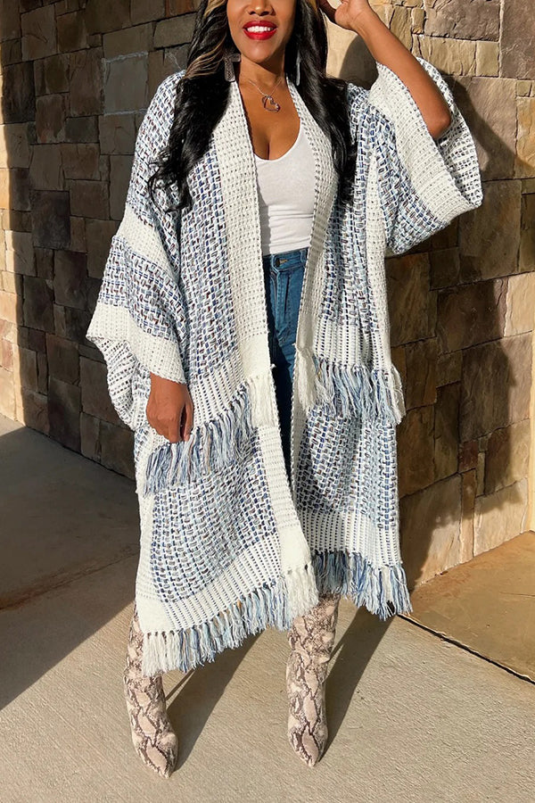 Fashionable Layered Tassel Cardigan Kimono