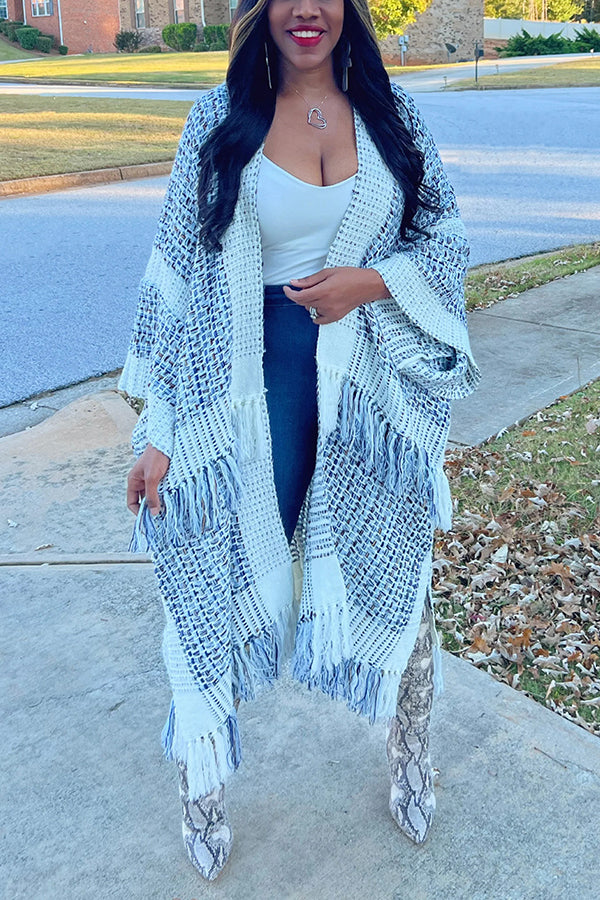 Fashionable Layered Tassel Cardigan Kimono