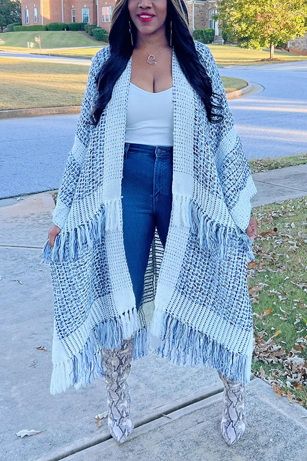 Fashionable Layered Tassel Cardigan Kimono