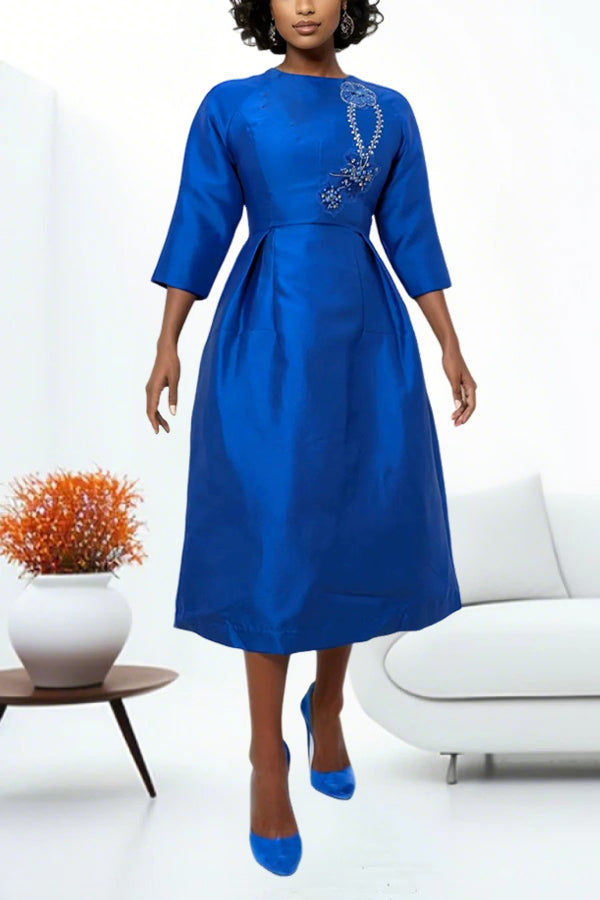 Elegant Rhinestone Radiance Raglan Sleeve Dress