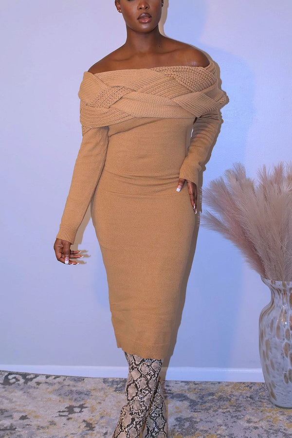 Elegant Off Shoulder Knit Dress