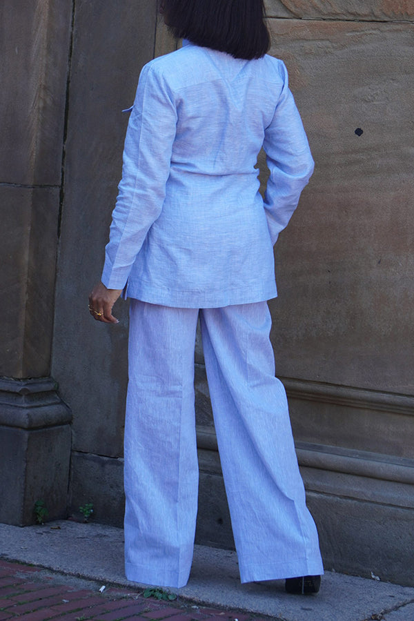 Chic Flap Pocket Coat & Pants Set