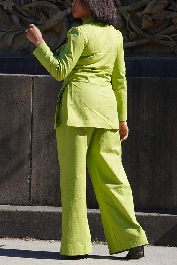 Chic Flap Pocket Coat & Pants Set