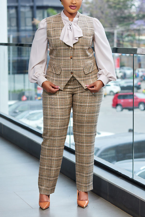 Stylish  Checked Vest & Suit Pants