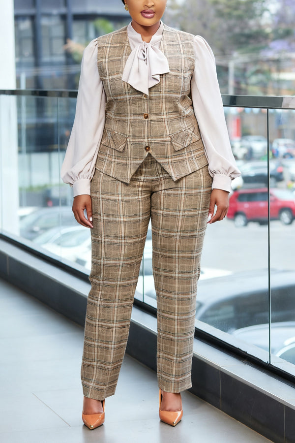 Stylish  Checked Vest & Suit Pants