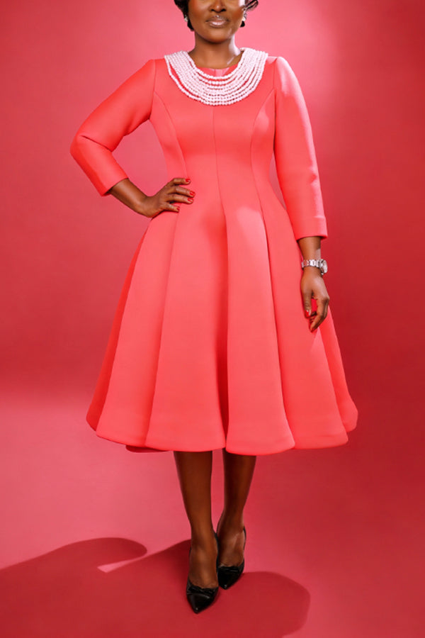 Chic 3/4 Length Sleeve Pockets Dress