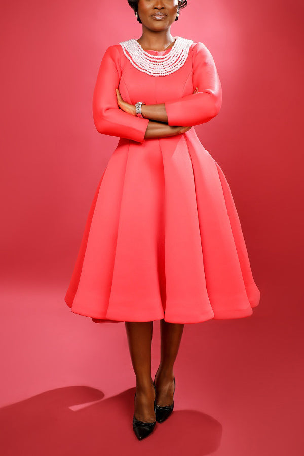 Chic 3/4 Length Sleeve Pockets Dress