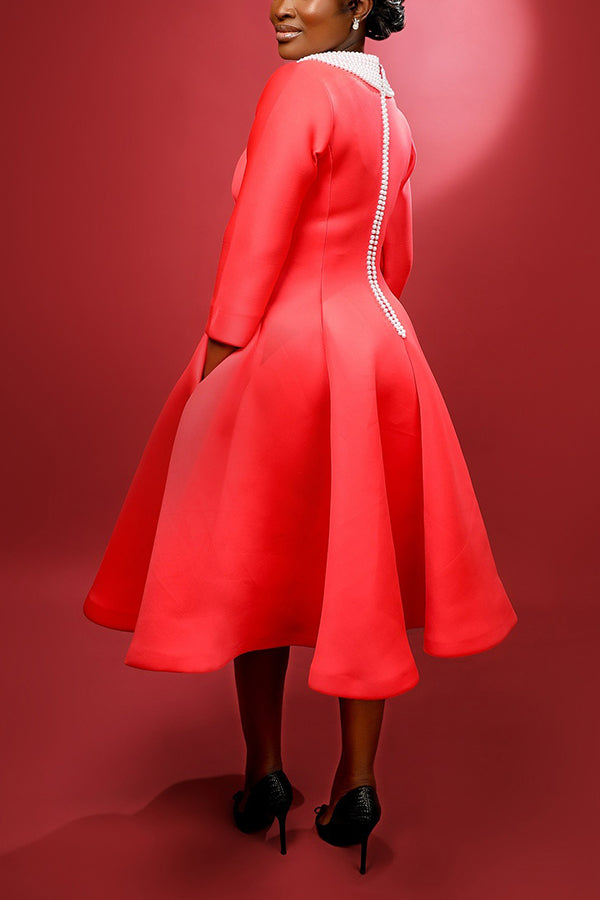 Chic 3/4 Length Sleeve Pockets Dress