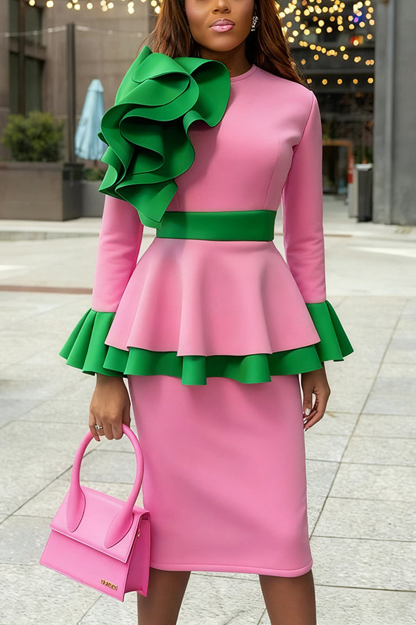 Elegant Layered Ruffle Hem Dress