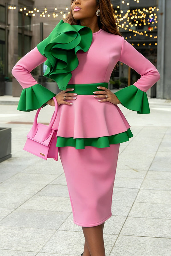 Elegant Layered Ruffle Hem Dress