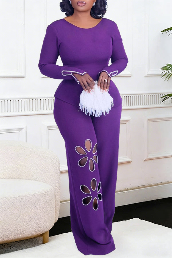 Chic Asymmetrical Hem Top & Pants Set