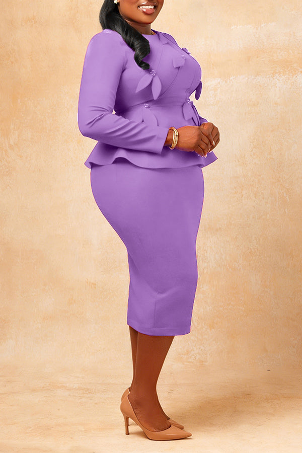 Elegant Round Neck Slim Midi Dress