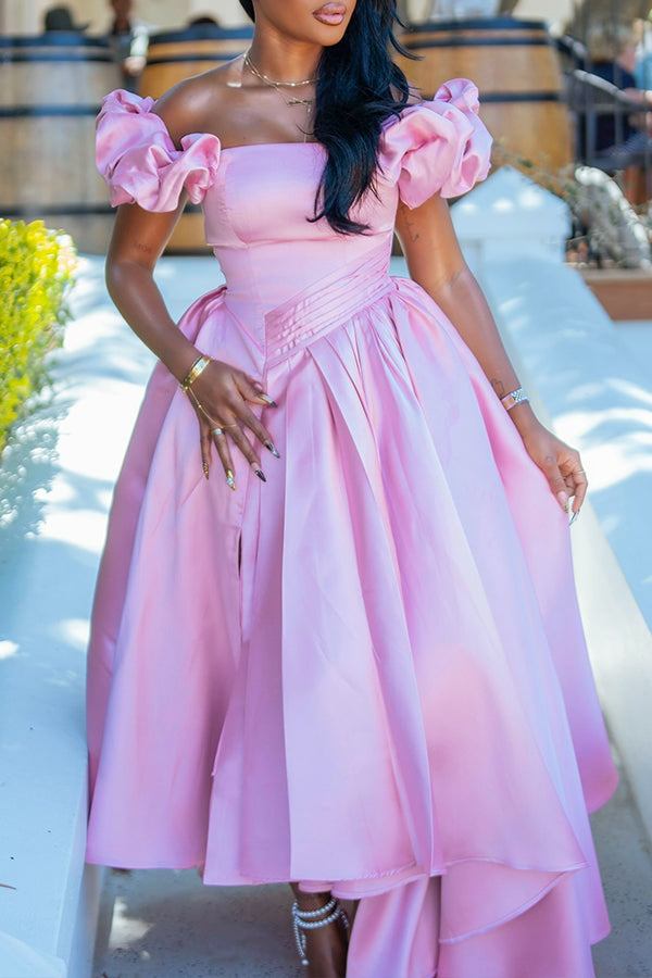 Elegant Pleated Asymmetrical Satin Bridesmaid Dress 